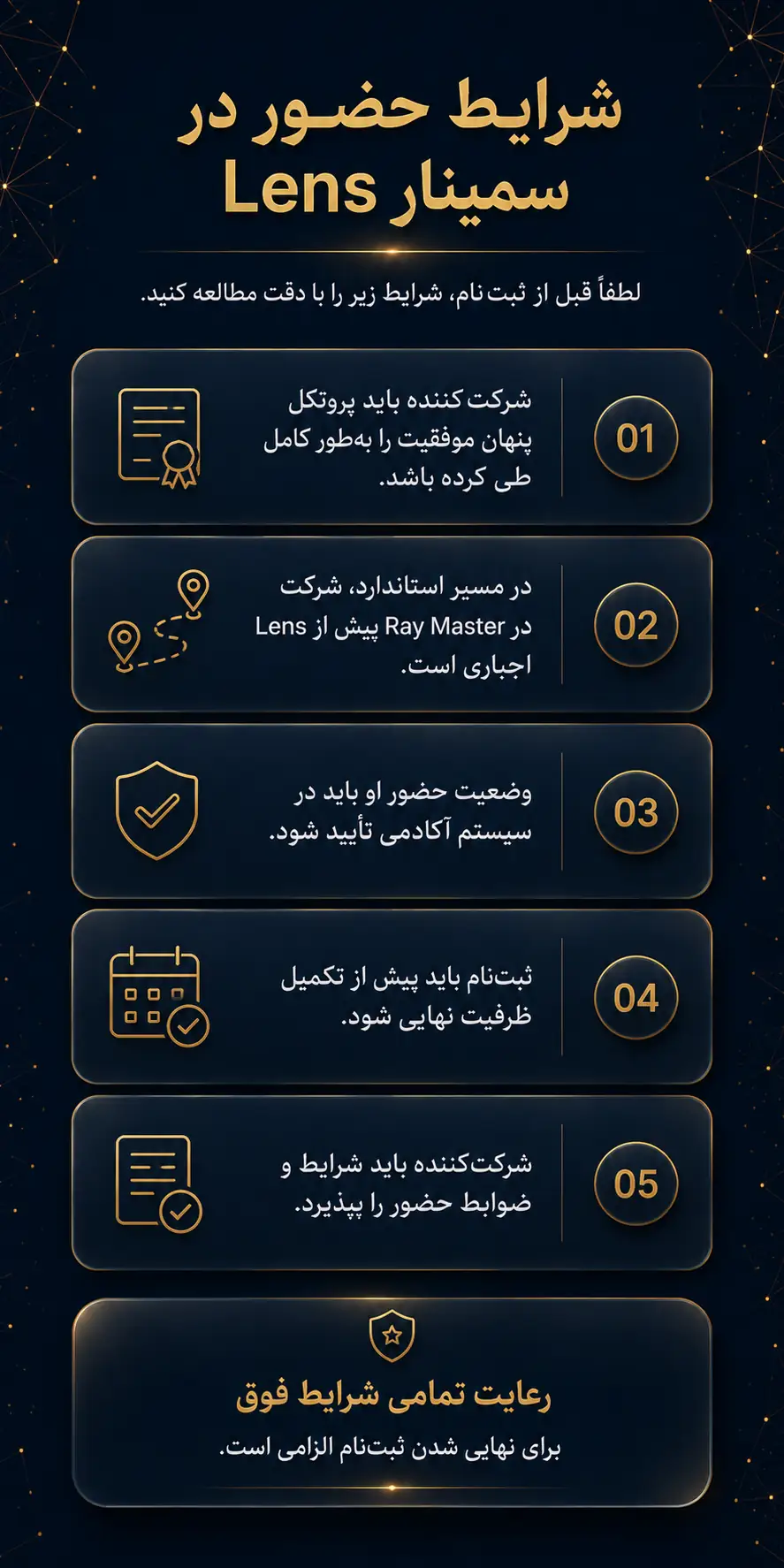 شرایط حضور در سمینار Lens